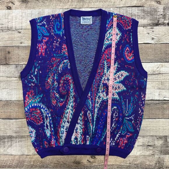 NWOT Vintage Meister 80s Retro Holiday Christmas Wool Acrylic Vest | Large - Picture 4 of 6